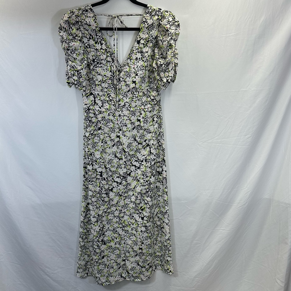 Topshop Black and White Floral Midi Dress